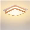 LIGKIN Plafoniera a LED Legno 24W Quadrata Moderno Lampada da Soffitto Luce neutra 4500K Doppio Strato Lampada da soffitto per Cucina Soggiorno Corridoio, Ø30CM