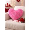 VKZ Cuscino a Cuore in Peluche per San Valentino - Morbido Cuscino Decorativo Rosso/Rosa, Regalo Romantico per Coppie, Fidanzata, Moglie, Camera da Letto e Divano 33cm-Rosa