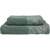 MAXIME MAISON - Set Asciugamani Bagno Viso e Bidet in Morbida Spugna 100% Cotone Assorbente (450 gr/m²) Set da Bagno 2 Pezzi Asciugamano Viso 55x100cm, Asciugamano Ospite 40x60cm (Floren Salvia)