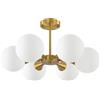 KCO Lighting Plafoniera SputniK Globo Moderno Oro E27 6 Luci | Lampadario Sputnik Vintage ,Sfere in Vetro, Semi Flush, Lampadario a Soffitto per Soggiorno, Camera, Ingresso, Cucina,Ø55CM