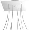 creative cables Rosone XXL quadrato bianco linea Rose-One (serracavo conico, dibond bianco opaco, 9 fori a X 4 fori laterali) - Per lampadari e sospensioni multiple