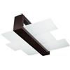 SOLLUX lighting Feniks 2 Lampada da soffitto | Elegante alloggiamento in legno + combinazione di paralume in vetro | Lampadina E27 sostituibile, 2 x 60 W | Wengé, 43 x 43 x 12 cm