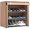Rubyu Scarpiera a 4 livelli, con rivestimento in tessuto, per la conservazione delle scarpe, per la conservazione senza polvere