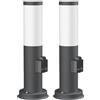ledscom.de 2 lampade da vialetto/lampioni da marciapiede PORU per esterni, IP44, 39 cm, antracite, 1 attacco E27 max. 40 W, presa di corrente