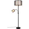 meineWunschleuchte Grande lampada a stelo a LED con lampada da lettura e doppio paralume in tessuto, colore nero/bianco