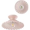 VANNI LAMPADARI- Plafoniera Soffitto Pastello, Lampadario Soggiorno in Ceramica, Plafoniera Bagno Decorata a Mano, Lampadario Camera da Letto Artigianale, Plafoniera Parete, 30 cm, Rosa