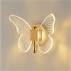 LIGKIN Applique LED 12W Lampada da Parete Creativa Farfalla Dorata Applique Moderne in Acrilico Luce notturna Illuminazione Interna per camera dei bambini Corridoio Scala