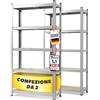 casa pura Set di 2 scaffale per carichi Pesanti, 30x75x150 cm, con Struttura in Acciaio, Portata Fino a 650 kg, 5 Ripiani Regolabili, zincato