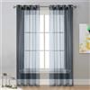 Surwin Tinta Unita Tende per Interni a Vetro Con Occhielli, 2 Pezzi Camera da Letto, Voile Semi Trasparenti per Cucina, Soggiorno 132x240cm, Grigio
