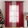 MIULEE Tende Trasparenti in Voile Con Occhielli Morbidi Finestre per Camera da Letto e per Salotto Eleganti Soggiorno 2 Pannelli 140x280cm Rosso