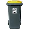 Mobil Plastic - Bidone Raccolta Differenziata 120 Litri con Coperchio e Ruote per Esterni | Fondo Grigio e Coperchio Giallo | Plastica Resistente | Certificato UNI EN 840