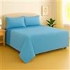 Corredocasa Completo Lenzuola in Flanella - Letto Matrimoniale 2 Piazze Made in Italy | Set Lenzuola Include Lenzuolo sopra, Lenzuolo con Angoli Elasticizzati e Federa Coordinata (Celeste)