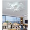 JINGKER LED Soggiorno Plafoniera moderna semplice creativa a forma di lampada da soffitto Con telecomando Dimmerabile Illuminazione a soffitto Camera da letto da incasso Ciondolo 3200-6500K (Cromo, Φ90cm)