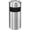 IlGruppone Posacenere 2 in 1 da Terra in Acciaio Inox per Esterno con Gettacarte Rotondo O Rettangolare con Secchio Cestino Professionale Gettacarte Spazzatura Casa Ufficio Bar Ristoranti - Mod1Grigio