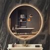 DXHYYM Specchio Da Bagno Retroilluminato A Parete, Specchio Da Toeletta Con Illuminazione A LED Rotondo, Cosmetico, Interruttore Touch, Senza Cornice(Warm light,60cm)