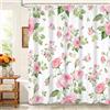 Kzzfqxb Tende da doccia floreali 180x200cm con ganci in plastica, Mazzi di fiori rose rosa con foglie verdi, Impermeabile tessuto in poliestere per vasca, Decorazione bellissima per ragazze bagno