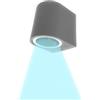 Partenopea® Applique lampada da parete a muro per lampadine LED gu10 potenza max supportata 10w per interno esterno IP54 moderno faretto monoemissione (Curvato, Grigio luce Fredda 6500K)