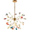 FLYFO Pietra D'agata Lampadario Moderno LED Ragazza Camera da Letto Lampada a Sospensione Altezza Regolabile Art Deco Plafoniere Sala da Pranzo Soggiorno Luce Sospesa,F,16 Heads