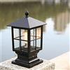 Mengjay giardino in fusione di alluminio nero pilastro luce lanterna palo di vetro, apparecchio per esterni IP44 Lampada E27 Sentieri a stelo Pilastro Illuminazione giardino lampade da patio (Nero)