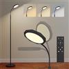 HOMCOM Lampada da Terra LED Regolabile con Telecomando Magnetico e Controlli Touch, Testa Girevole a 360°, Regolazione Luminosità e Temperatura del Colore, per Camera e Salotto, Nero