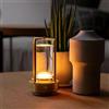 PIKAFOX Lampada a lanterna di cristallo con oscuramento touch, lampada da tavolo LED ricaricabile, luminosità regolabile in 3 colori, luce da scrivania alimentata a batteria da 4200 mAh, per camera da