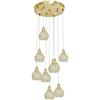 VR VETRINEINRETE Vetrineinrete® Lampadario da soffitto a sospensione plafoniera 38.5 watt con sfere con cristalli gocce in acrilico portalampada attacco g9 lampada sospesa oro o argento (Oro)