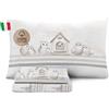 HomeLife Set Lenzuola Una Piazza e Mezza Cotone Made in Italy | Lenzuola Letto Francese, 1 Piazza e Mezza Fantasia | Lenzuolo Sopra, Sotto con Angoli, Federa | Gufi, Grigio
