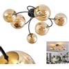 HOFSTEIN Lampada da soffitto Chehalis, 6 luci, in metallo/vetro, colore nero/oro/ambra, design retrò/vintage, Ø ombrelli 12; 15 cm, G9, sala da pranzo, camera da letto, soggiorno, cucina