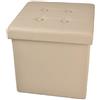 Casatessile Ecopelle Pouf Contenitore Tinta Unita Big 50x50x50 cm. Pouf Poggiapiedi Contenitore Grande XXL - Beige