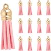 PATIKIL 1.5 Nappe Pelle Mini, 30Pz Ciondoli in Pelle Nappine Colorate Charm Portachiavi Con Cappuccio Dorato Per Decorative Borse Bracciali Creazione Gioielli Portachiavi, Rosa