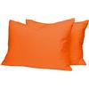 Home Tresor - Coppia Federe per Guanciali Letto con 3 Bottoni Clic Clac, Misura cm. 52x82, Made in Italy, 100% Puro Cotone, 57 fili cm^2, Tinta Unita ARANCIO