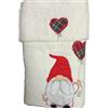 RICAMI FIORENTINI BALDI Idea Regalo Natale. Set 2 Asciugamani Viso + ospite, Spugna di Cotone 100% con Ricamo Natale. Made in Italy (Gnomo scozzese)