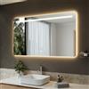 SIRHONA Specchio bagno con illuminazione 120 x 70 cm, anti-appannamento, 3 colori, dimmerabile, memoria, specchio luminoso bagno, presa, impermeabile Ip44, retroilluminazione