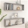 Homgoday Mensole a Cubo 2 pz Grigio Cemento 100x15x30 cm in Truciolato, Mensola da Muro, Mensole da Parete per Soggiorno, Ufficio, Camera da Letto, Bagno