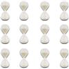 Generico 12x Clessidra In Vetro Colore Bianco Misura 10 cm Durata 5 minuti Decorazione Casa Oggettistica Timer Tempo Regalo Idea Bomboniera Matrimonio, Comunione, Battesimo