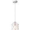 iDEGU Lampadario a sospensione industriale, Ø 15 cm Lampada a sospensione vintage design geometrico gabbia paralume da illuminazione da soffitto E27 decorazione per camera sala da pranzo - bianco