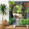 Bovlleetd Foresta Verde Tenda da Doccia 183x183cm Paesaggio Naturale Rustico Arco Giardino Porta in Legno Sentiero, Impermeabile Lavabile in Poliestere Tende da Bagno con 12 Ganci per Vasca da Bagno