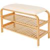 AD.CON Scarpiera in bambù con panca Panca per scarpe con cuscino 70x30x46 cm Beige