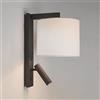 RXPVUXE Applique da parete in lino Faretto da lettura moderno orientabile sul comodino Lampada da parete cilindrica per interni con paralume in tessuto e interruttore on/off, apparecchio di illuminazione cabl