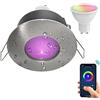 Planetitaly Faretto incasso IP65 SMART WiFi controllo vocale 5W GU10 RGB CCT da 2700K a 6500K cromoterapia luci box doccia 230V (Silver spazzolato)