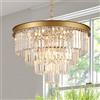 PTLYE Lampadario di Cristallo Moderno Oro 24"/60Cm Lampadario Rotondo per Sala da Pranzo Lampada A Sospensione A Soffitto A 12 Luci Goccia di Pioggia Lampadario di Lusso con Montaggio A Incas