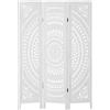 HOMCOM Paravento da Interno a 3 Pannelli, Separé Divisorio Interno Pieghevole in Legno Intagliato per Casa e Ufficio, 120x170cm, Bianco