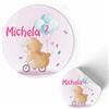 FERDINANDO FAMA' FAMÀ - Etichette Adesive Personalizzate Compleanno Bimbi Orsetto Rosa Ø 38 mm - Sticker Personalizzati con Nome e Data 175pz