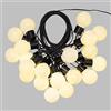 Lotti Catena Party 10 m, 20 lampadine Bianche Ø 50 mm, LED Bianco Caldo, Luce Fissa, Cavo Nero, 4,5V, Esterno