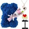 Generic Orsetto di rose con bouquet e scatola regalo, 25 cm, teddy floreale romantico per anniversario, Natale, matrimonio e compleanno (blu royal)