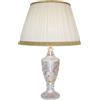 Generico LUCECLASS - C596 Lampada da tavolo classica artigianale da tavolo in puro cristallo, con paralume in misto seta plissettato avorio, per camera da letto, soggiorno, corridoio, hotel.