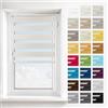 Estika Tenda a rullo giorno e notte senza forare, montaggio 2 in 1 (fissaggio a morsetto o a soffitto/parete) - 80 x 150 cm - Color crema - per interni, semi-trasparente