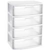 Acan Tradineur - Comò organizzatore "Nilo" - Ideale per la casa o l'ufficio - Fabbricato in plastica - 4 Cassetti Trasparenti - 80,5 x 56 x 40 cm - Colore Bianco