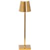 Zafferano, Poldina Micro con Finitura Oro Lucido, Lampada da Tavolo Ricaricabile e Senza Fili con Controllo Touch, Utilizzabile come Lampada da Interni, Dimmer, 2200-3000 K, Altezza 27,5 cm