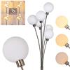 hofstein Lampada da terra Bernado dimmerabile all'infinito in nichel opaco/bianco, 6 globi di vetro, G9, lampada ad arco, soggiorno/camera da letto/corridoio, interruttore a pedale sul cavo, senza lampadine